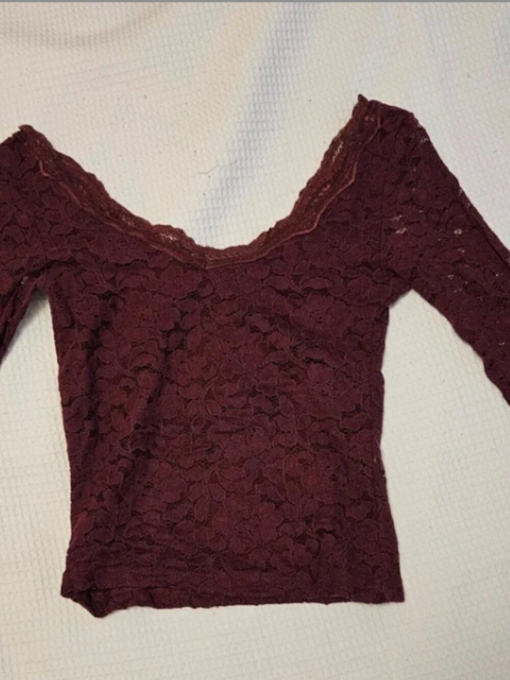 Bershka lace top, burgundy